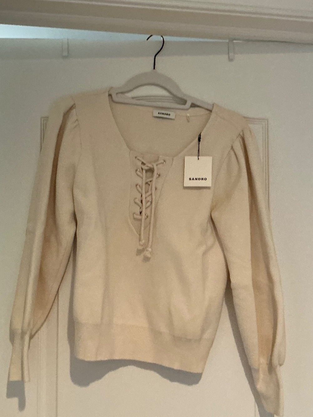 Sandro V-neck Ecru sweatshirt  - NEW WITH TAGS